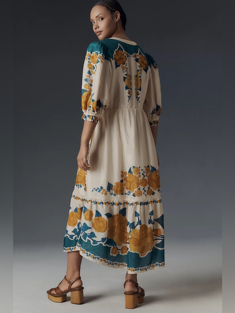 Anthropologie X Farm Rio Puff-Sleeve Printed Midi Dress - Picture 8 of 13